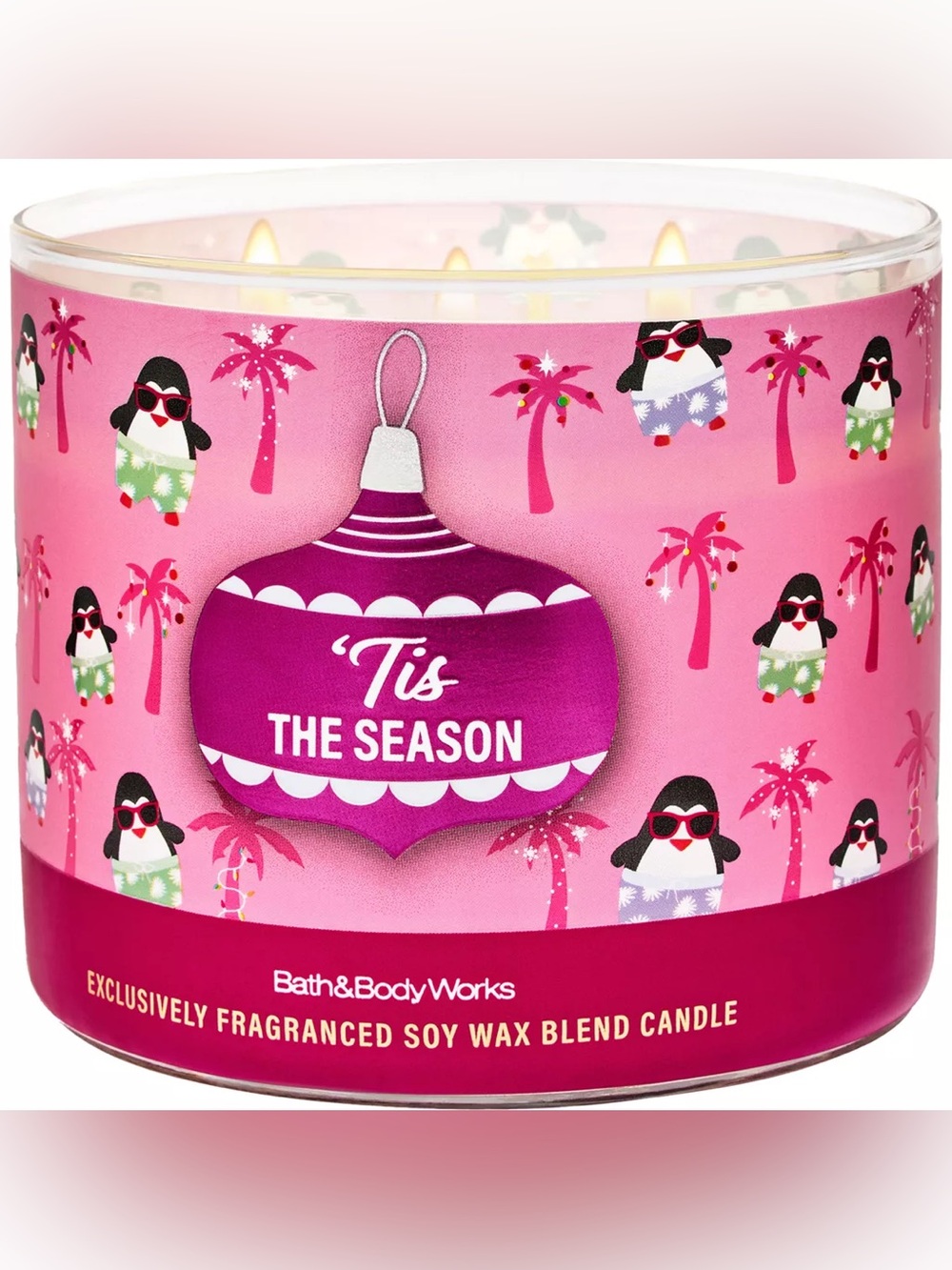 Bath & Body Works Pink 'Tis The Season Holiday 3-Wick Candle